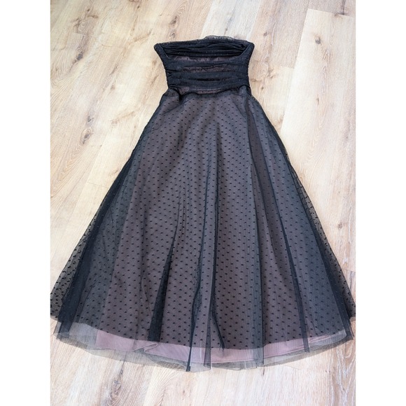 BCBGMaxAzria Dresses & Skirts - 2000's BCBGMAXAZRIA Womens 6 Strapless Midi Prom Dress Black Tulle Whimsy goth